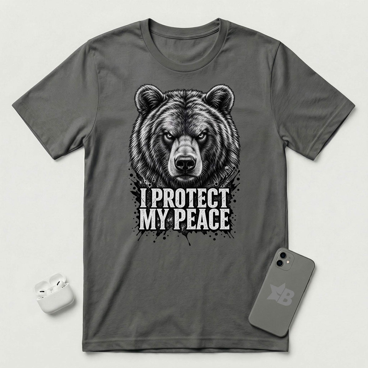 I Protect My Peace - Formidable Bear - T-Shirt - Asphalt mockup