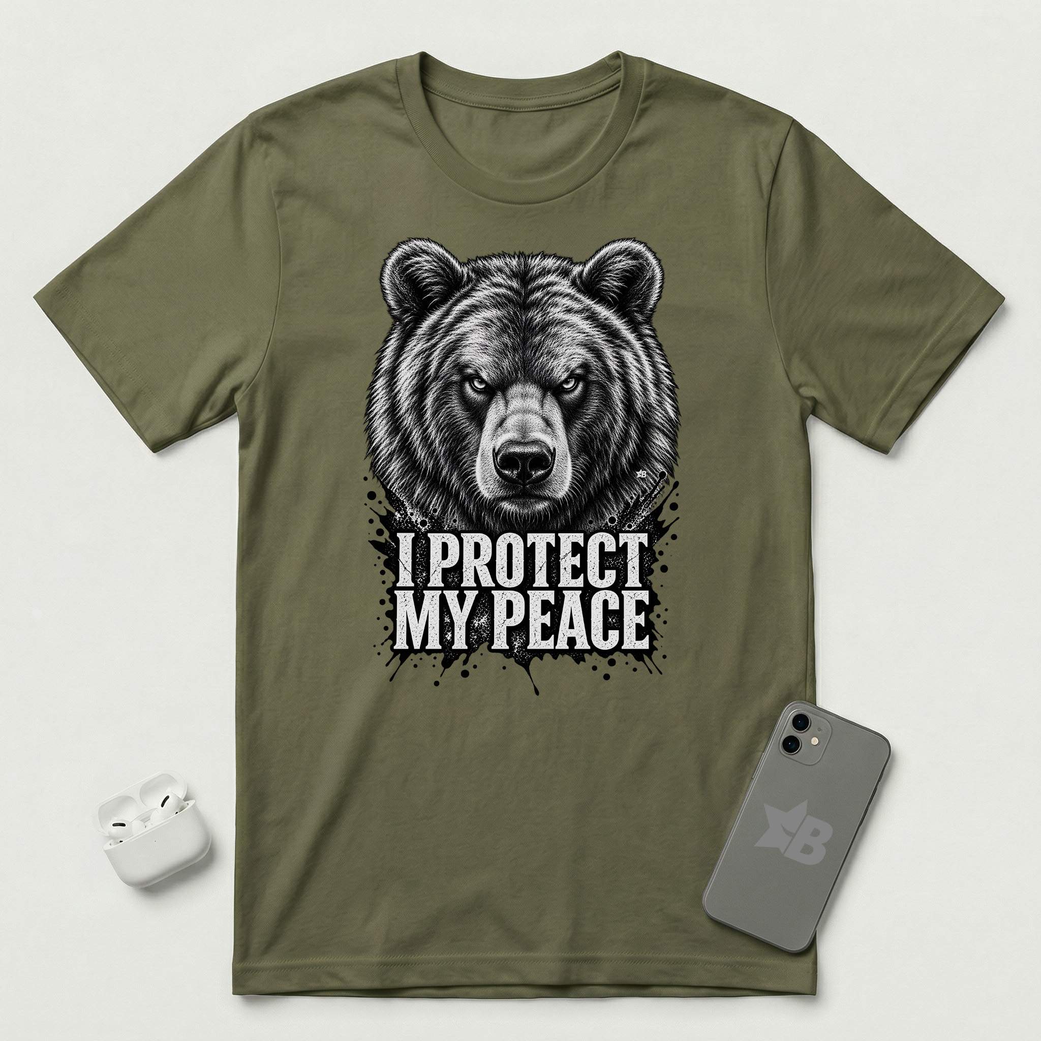 I Protect My Peace - Formidable Bear - T-Shirt - Military Green mockup