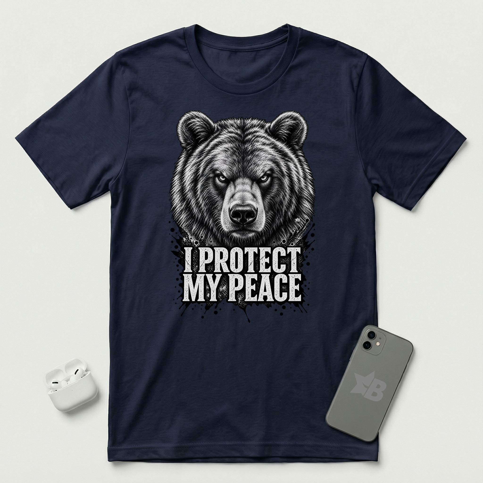 I Protect My Peace - Formidable Bear - T-Shirt - Navy mockup