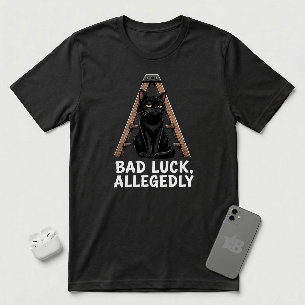 Bad Luck, Allegedly - Black Cat - T-Shirt - Black mockup