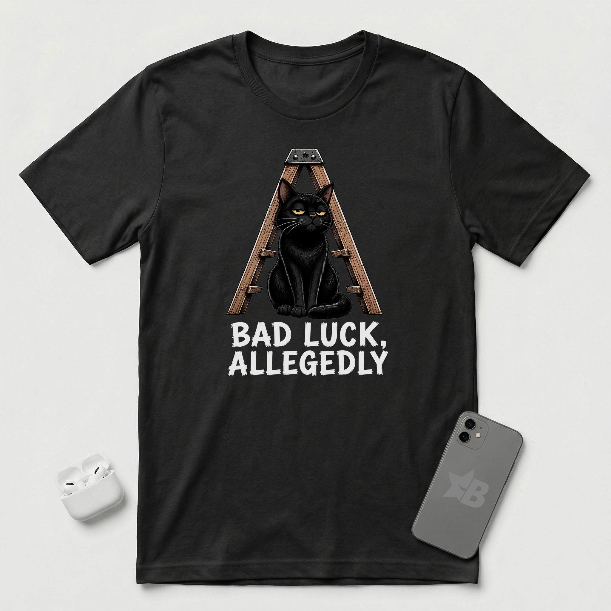 Bad Luck, Allegedly - Black Cat - T-Shirt - Black mockup