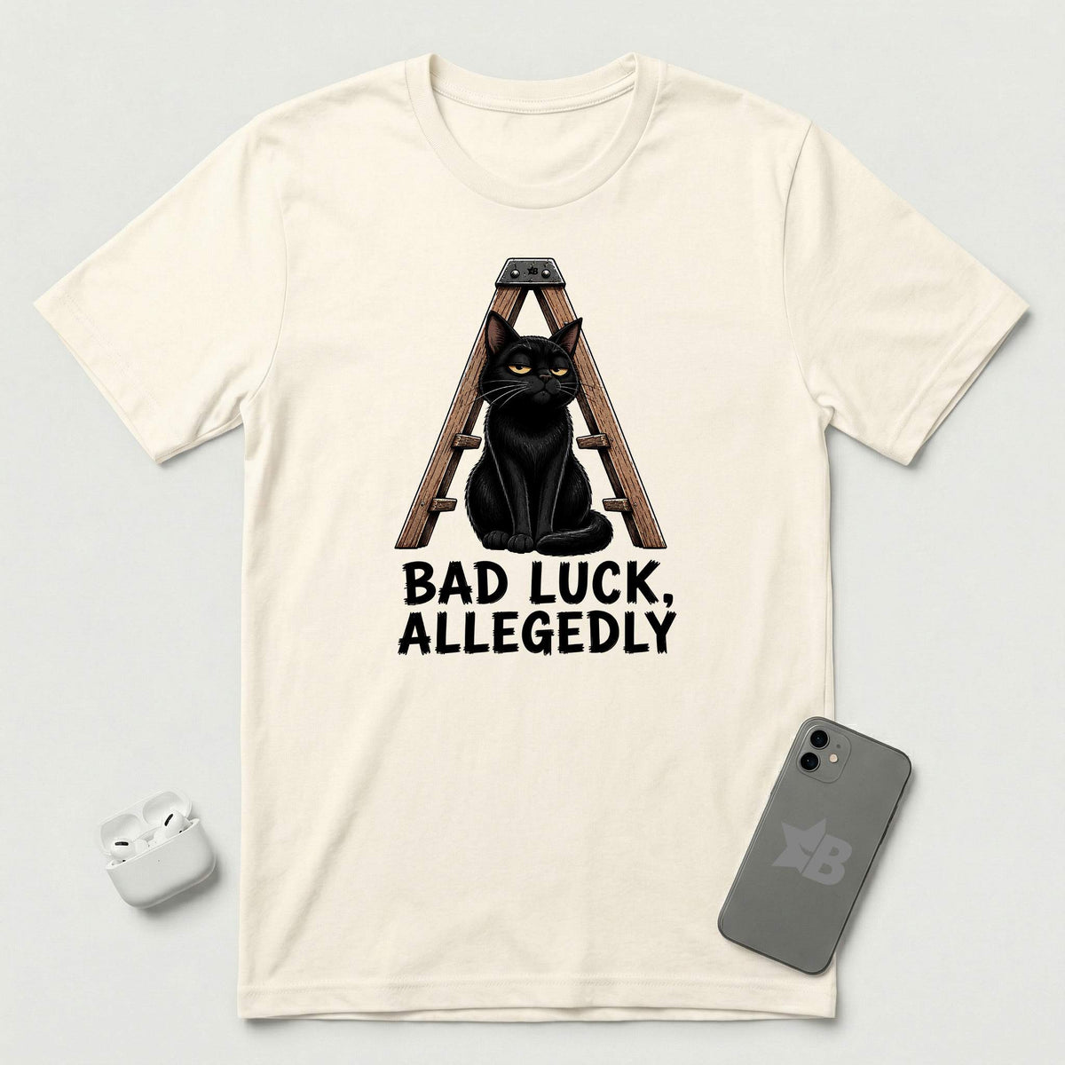 Bad Luck, Allegedly - Black Cat - T-Shirt - Natural mockup