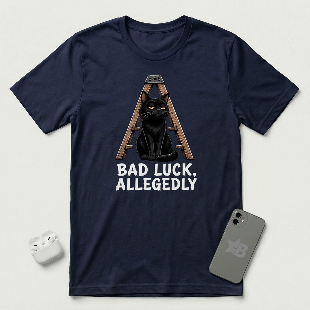 Bad Luck, Allegedly - Black Cat - T-Shirt - Navy mockup