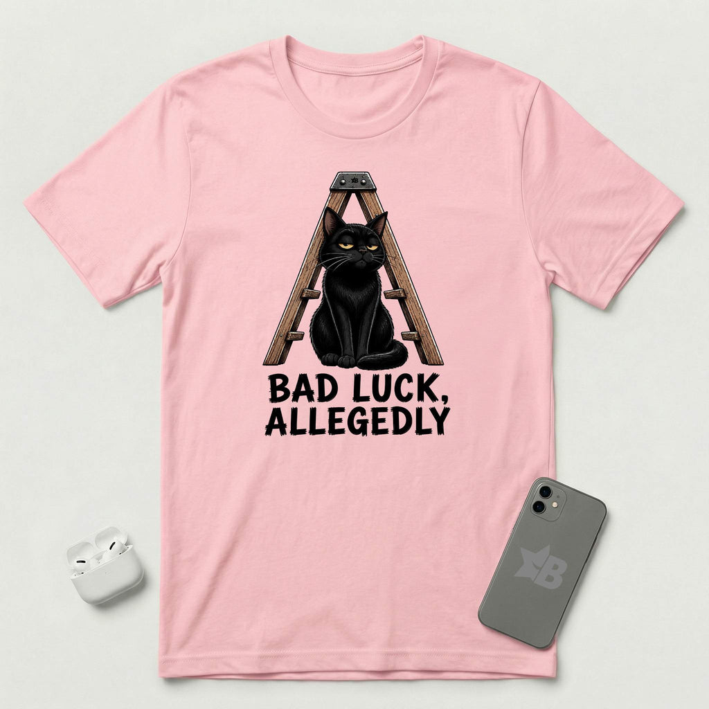 Bad Luck, Allegedly - Black Cat - T-Shirt - Pink mockup