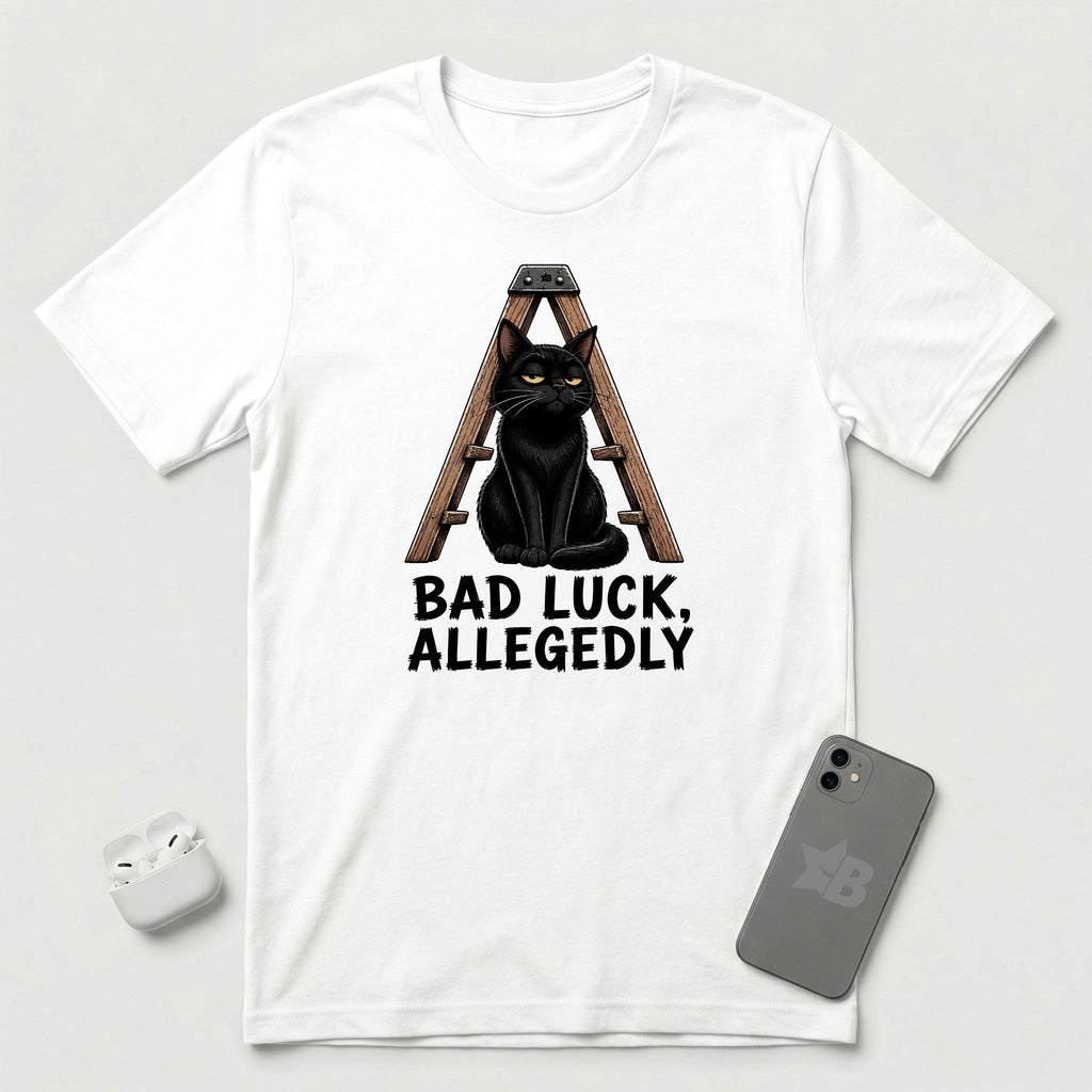 Bad Luck, Allegedly - Black Cat - T-Shirt - White mockup