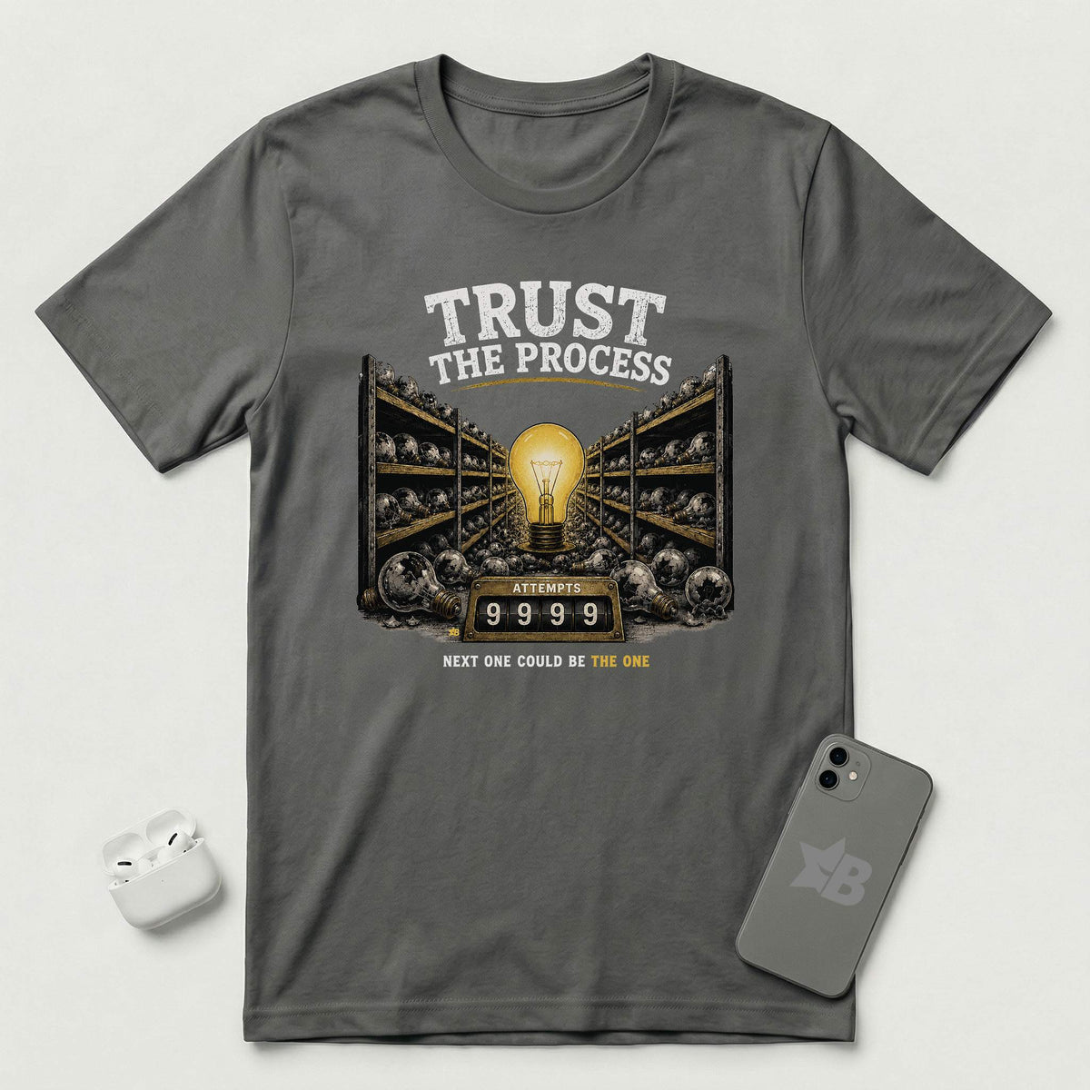 Trust The Process - Persistent Bulb - T-Shirt - Asphalt mockup