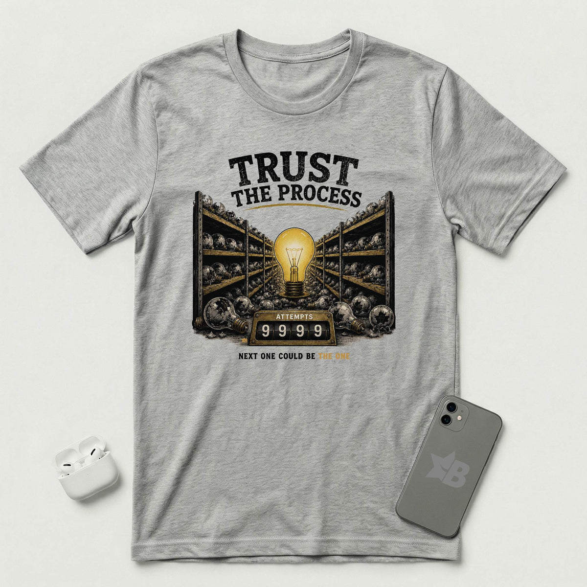 Trust The Process - Persistent Bulb - T-Shirt - Athletic Heather mockup