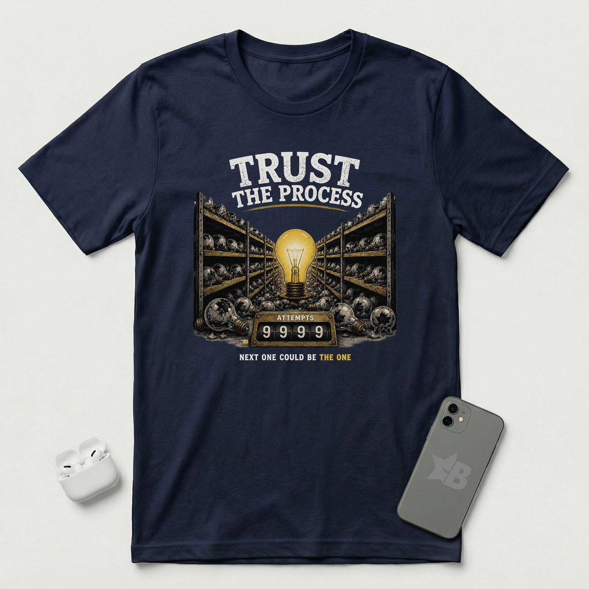Trust The Process - Persistent Bulb - T-Shirt - Navy mockup