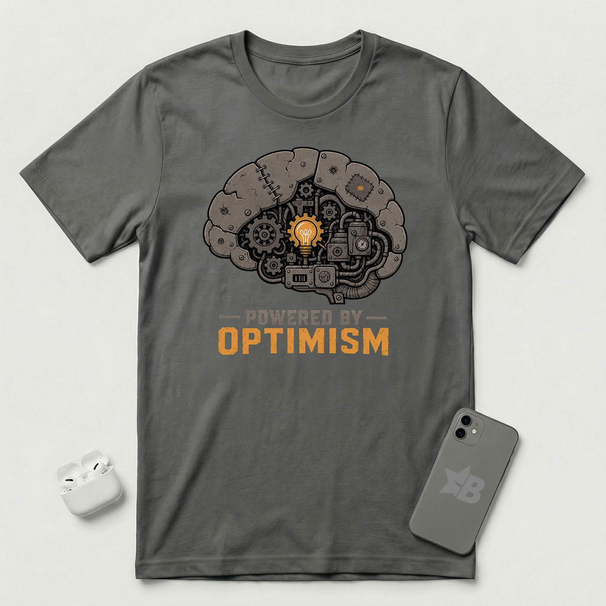 Powered By Optimism - T-Shirt - Asphalt mockup
