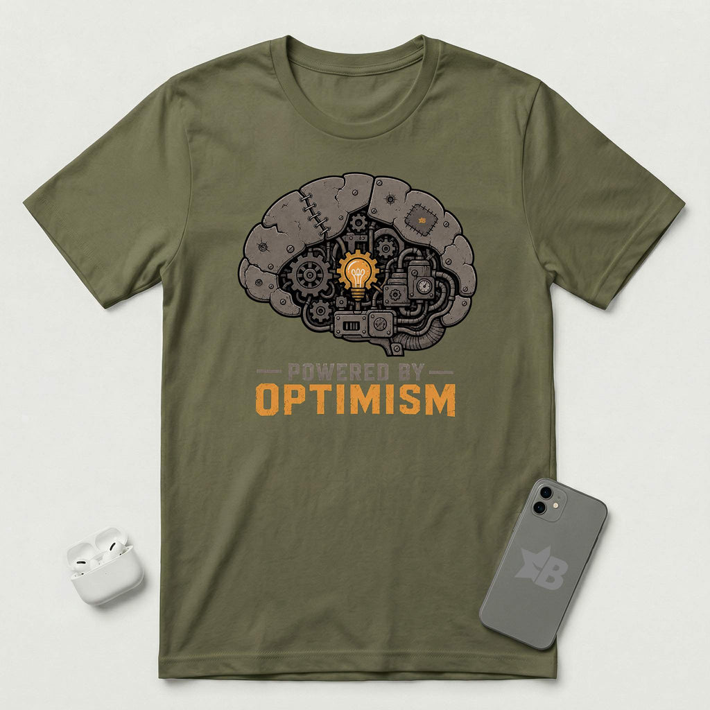 Powered By Optimism - T-Shirt - Military Green mockup