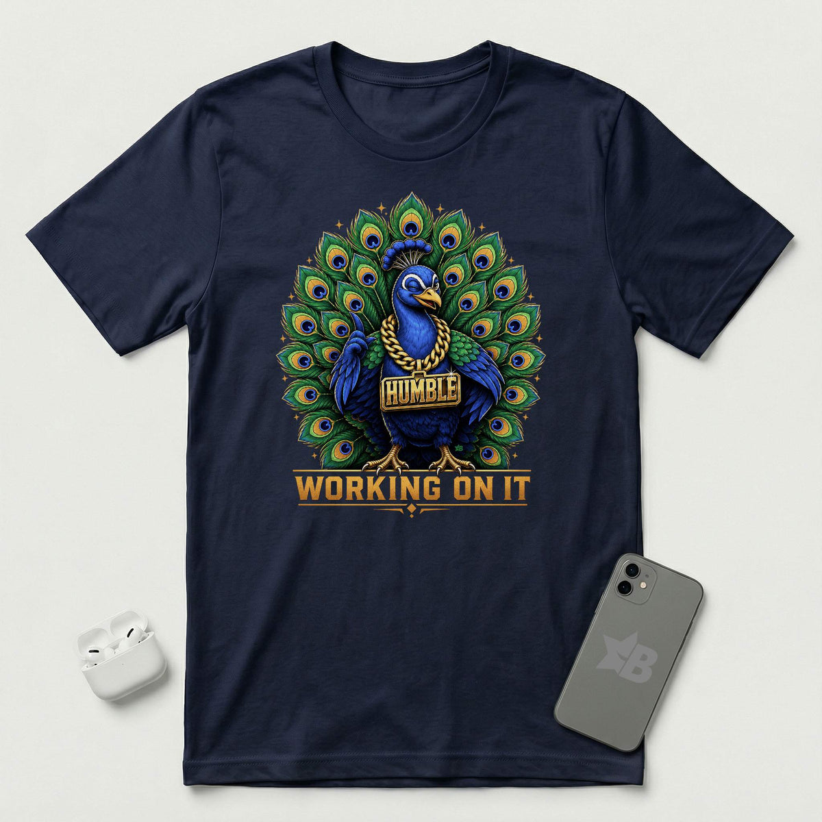Humble - Working On It - T-Shirt - Navy mockup
