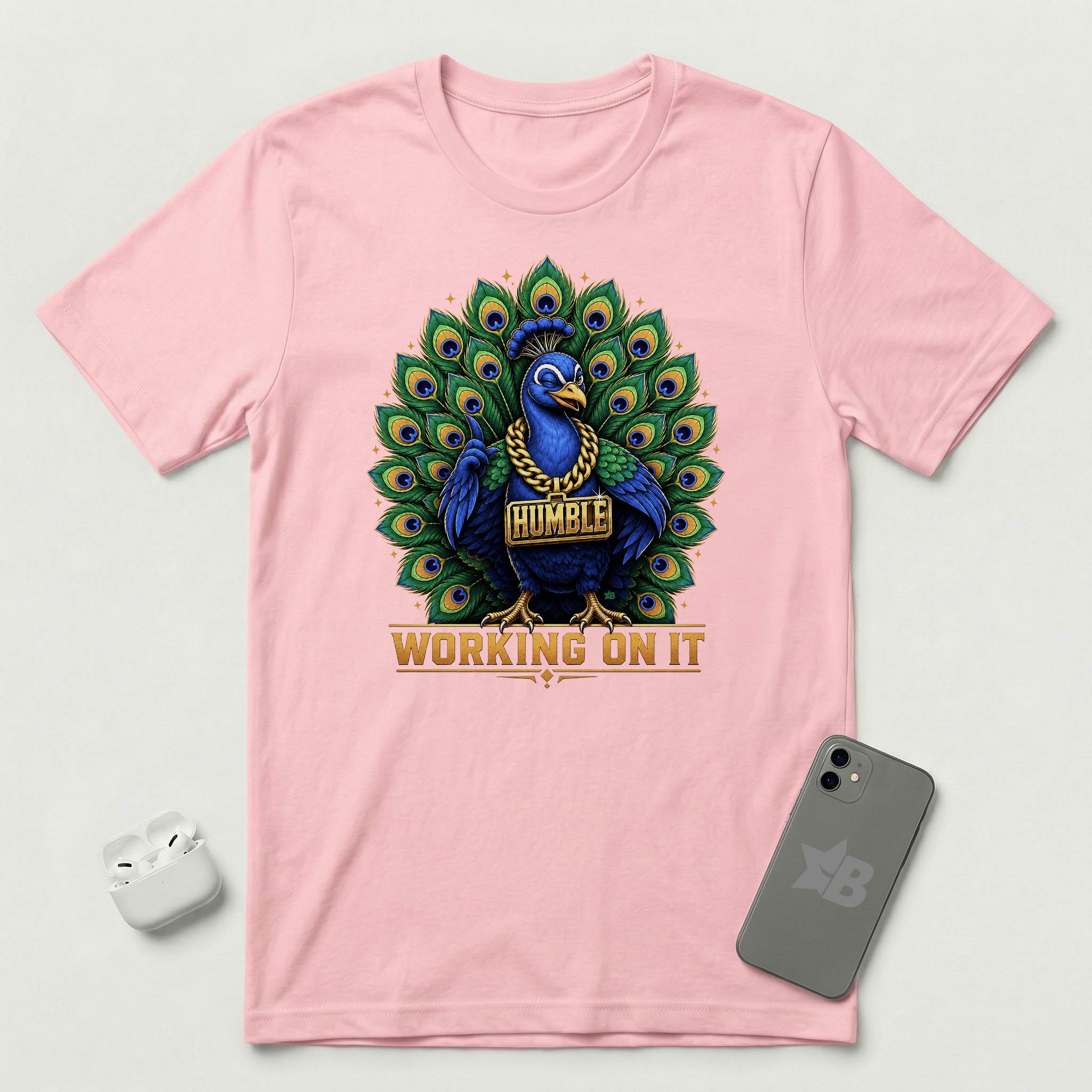 Humble - Working On It - T-Shirt - Pink mockup