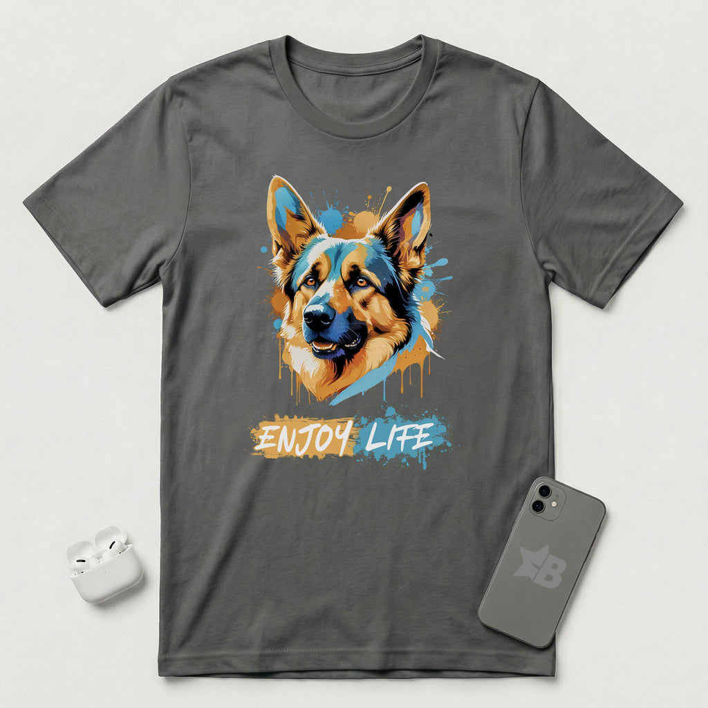 Enjoy Life - Blue Dog - T-Shirt - Asphalt mockup