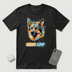 Enjoy Life - Blue Dog - T-Shirt - Black mockup