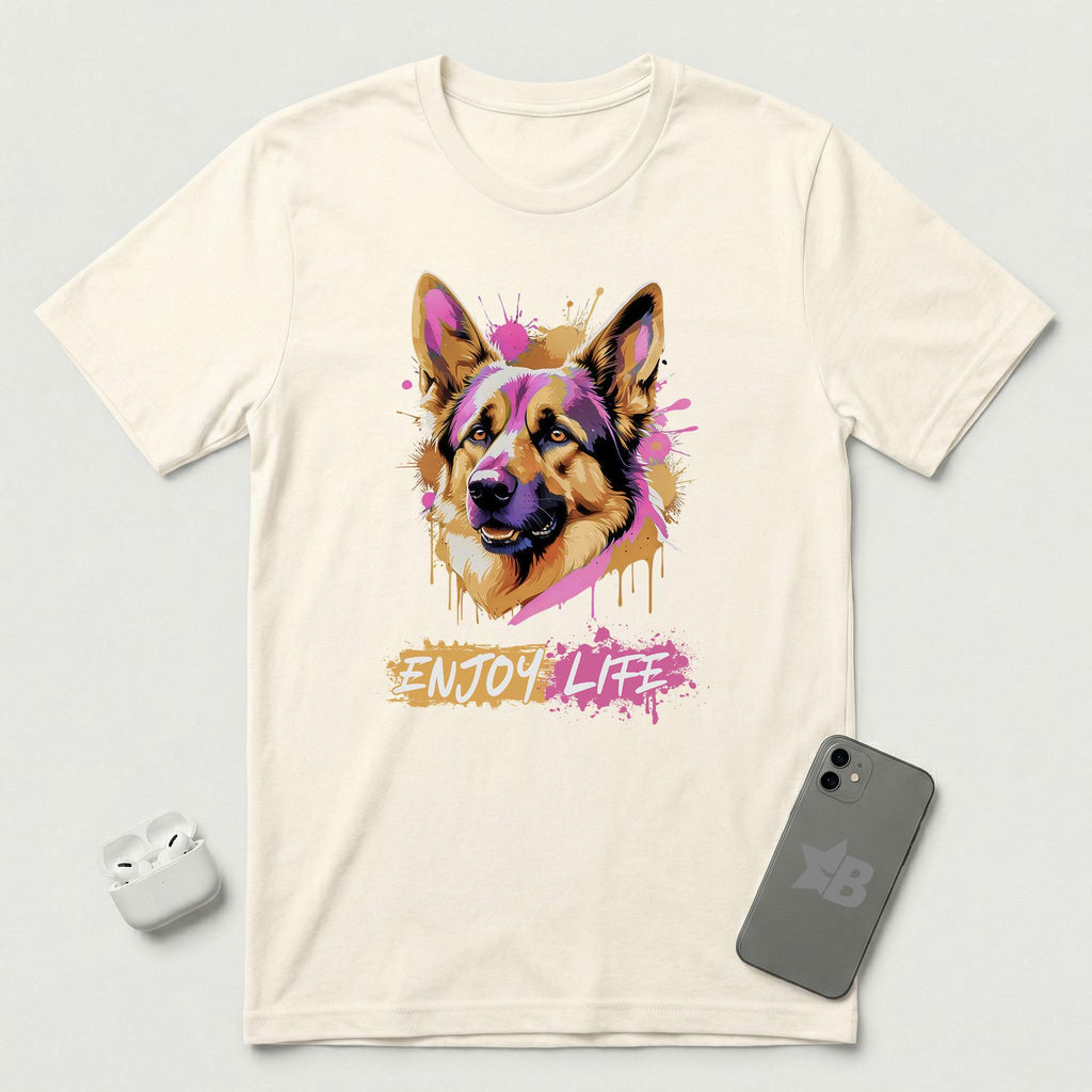 Enjoy Life - Pink Dog - T-Shirt - Natural mockup