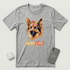 Enjoy Life - Orange Dog - T-Shirt - Athletic Heather mockup