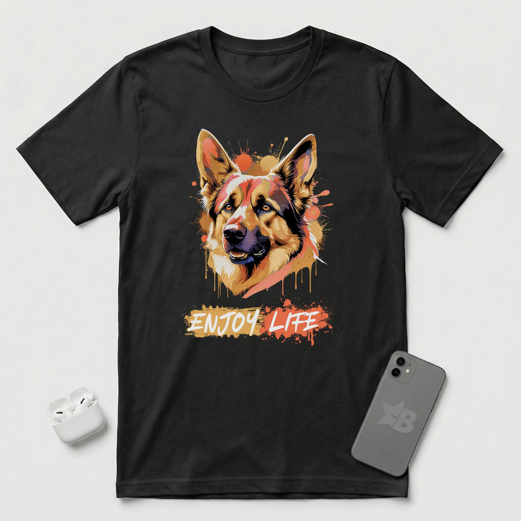 Enjoy Life - Orange Dog - T-Shirt - Black mockup