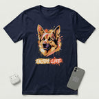 Enjoy Life - Orange Dog - T-Shirt - Navy mockup