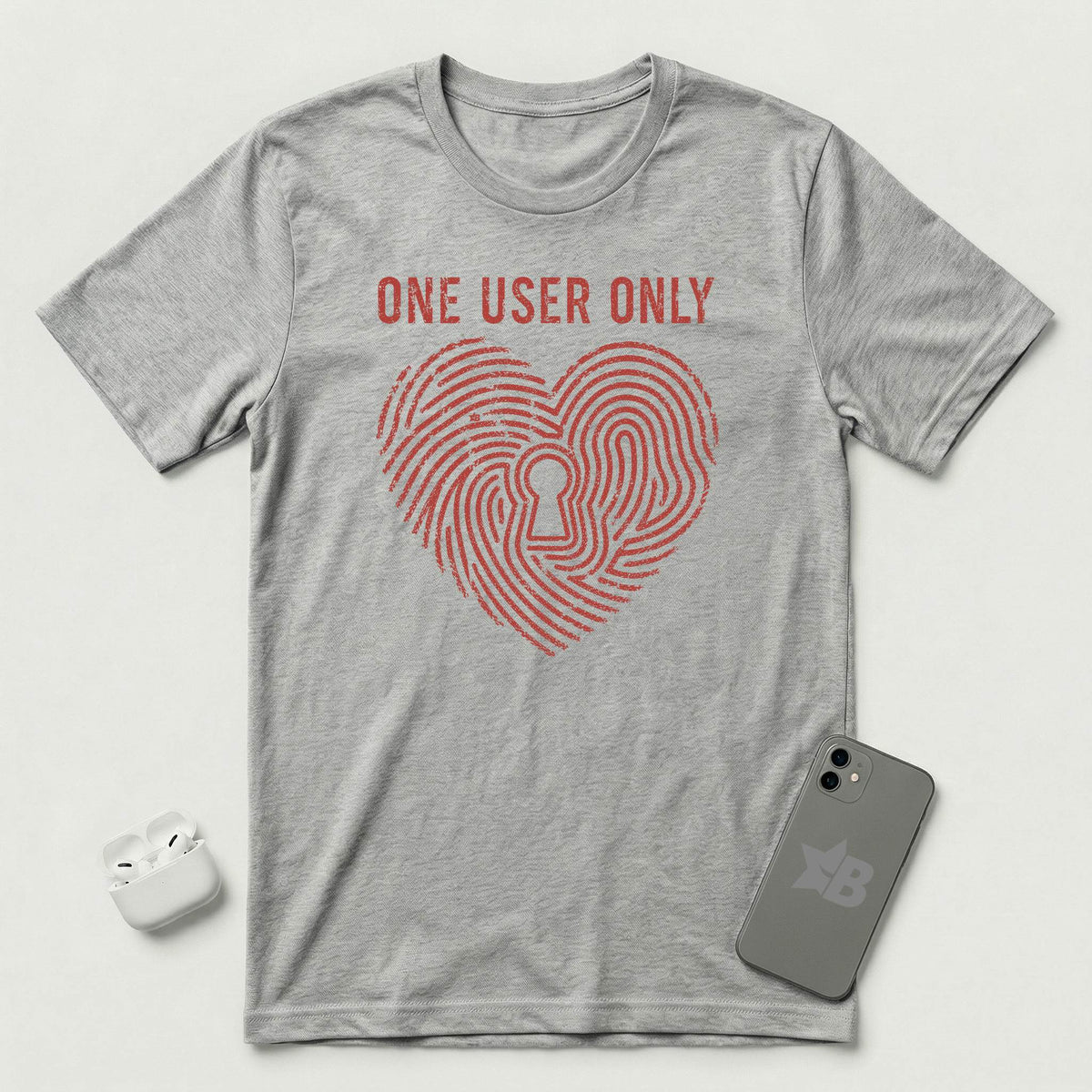 One User Only - Exclusive Heart - T-Shirt - Athletic Heather mockup