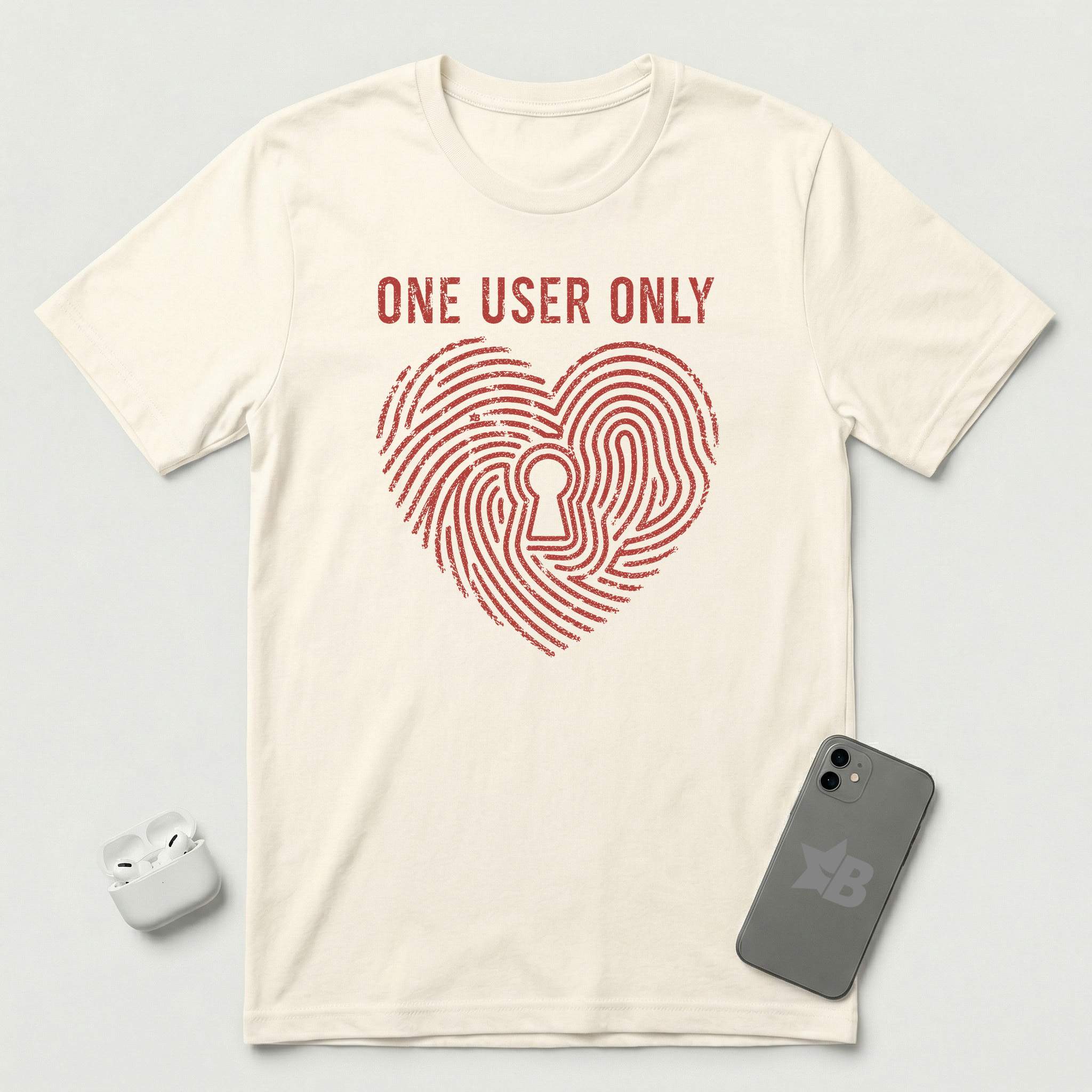 One User Only - Exclusive Heart - T-Shirt - Natural mockup