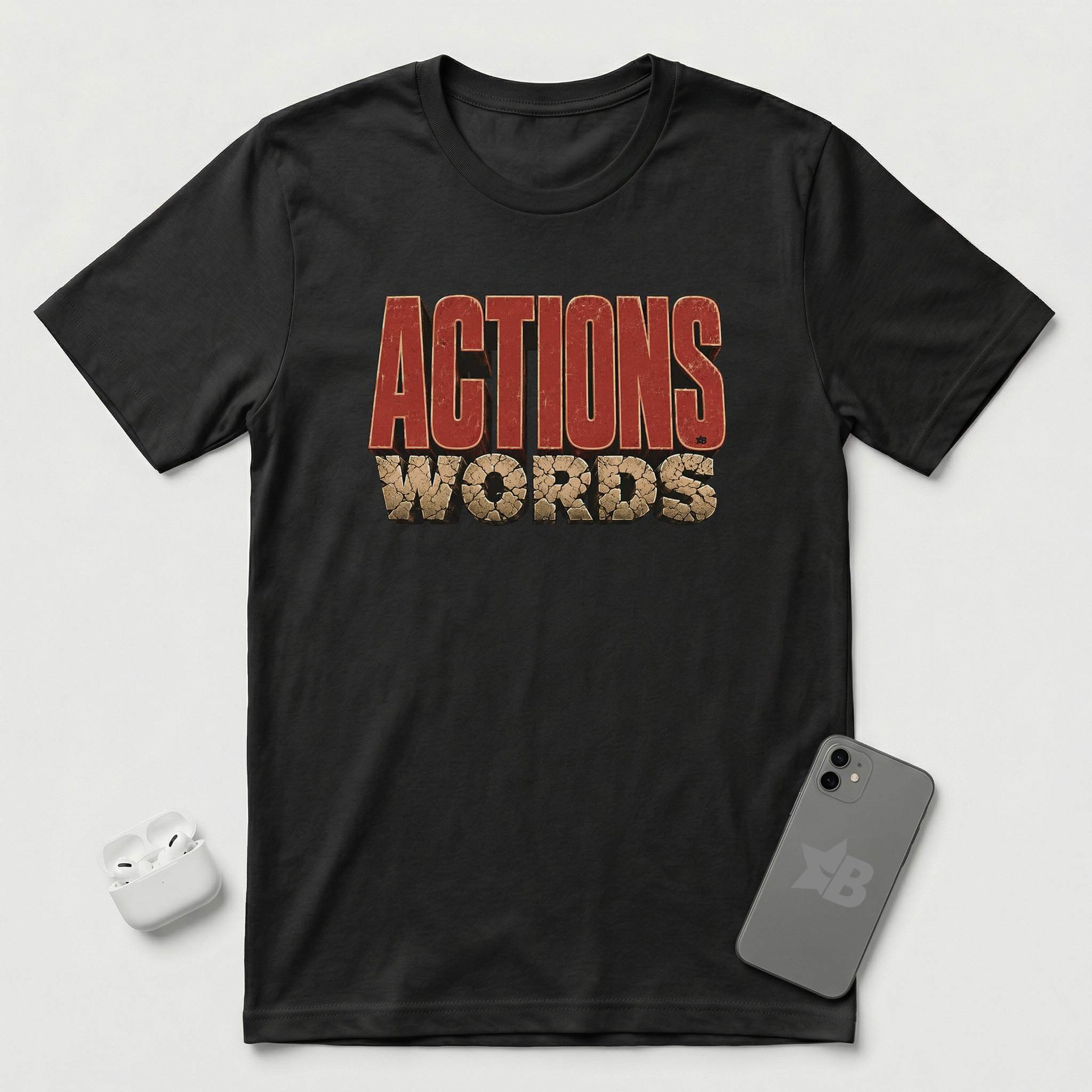 Actions Over Words - T-Shirt - Black mockup