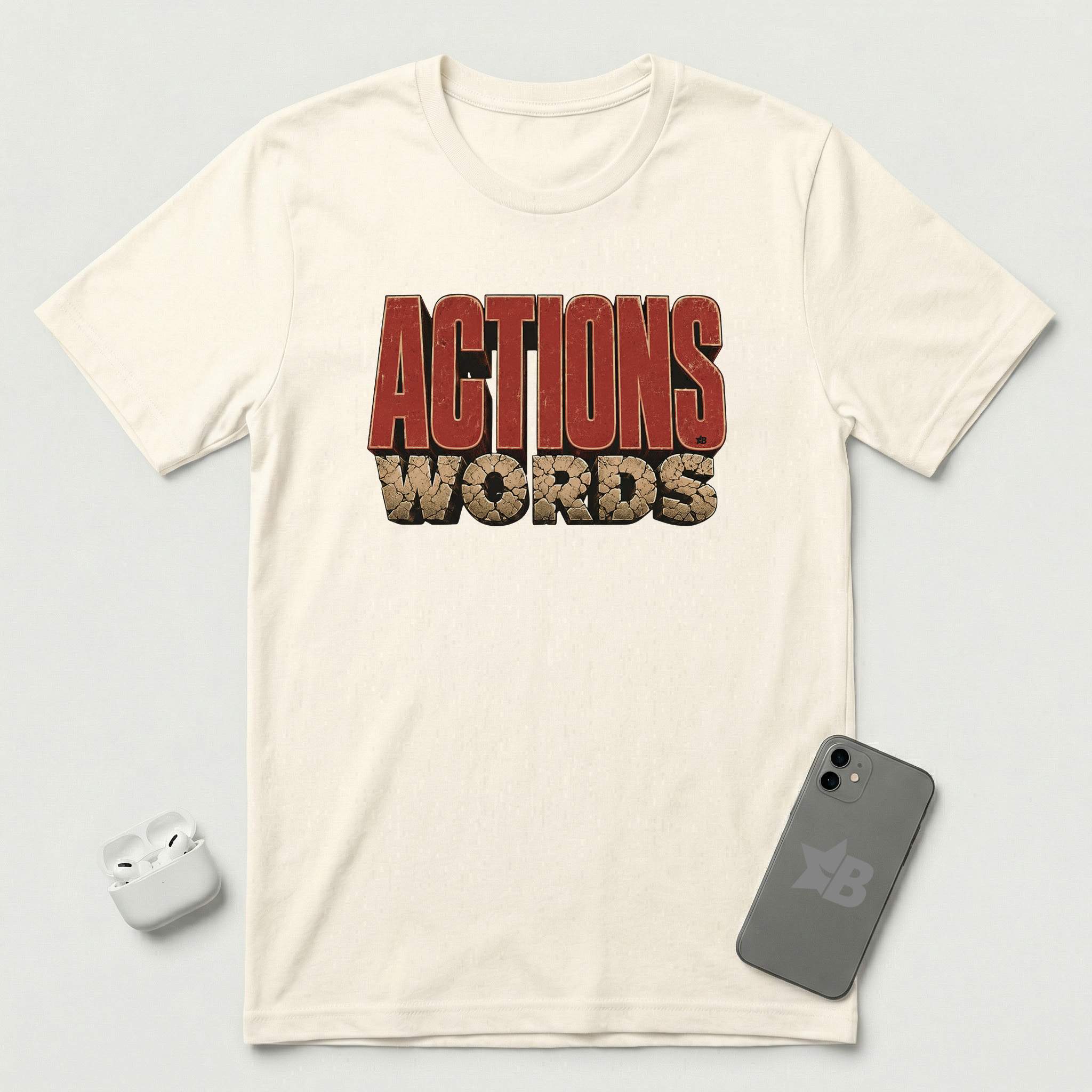 Actions Over Words - T-Shirt - Natural mockup