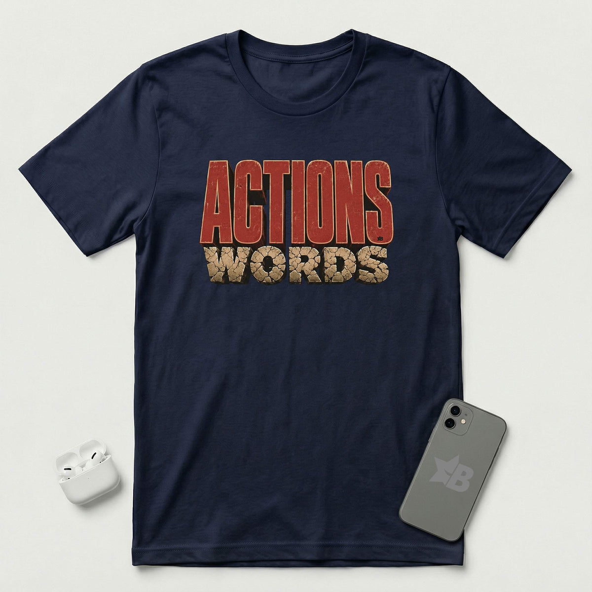 Actions Over Words - T-Shirt - Navy mockup