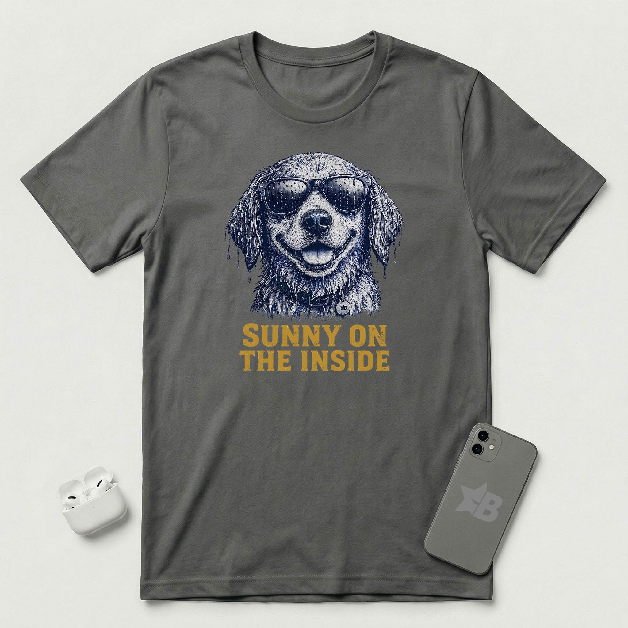 Sunny On The Inside - Soaked Dog - T-Shirt - Asphalt mockup