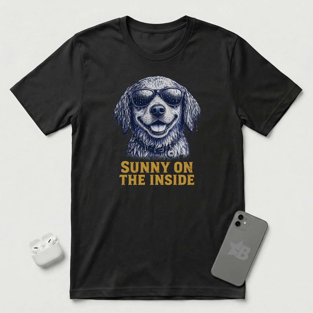 Sunny On The Inside - Soaked Dog - T-Shirt - Black mockup