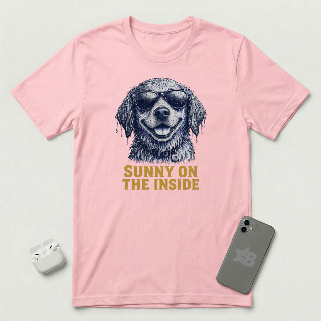 Sunny On The Inside - Soaked Dog - T-Shirt - Pink mockup