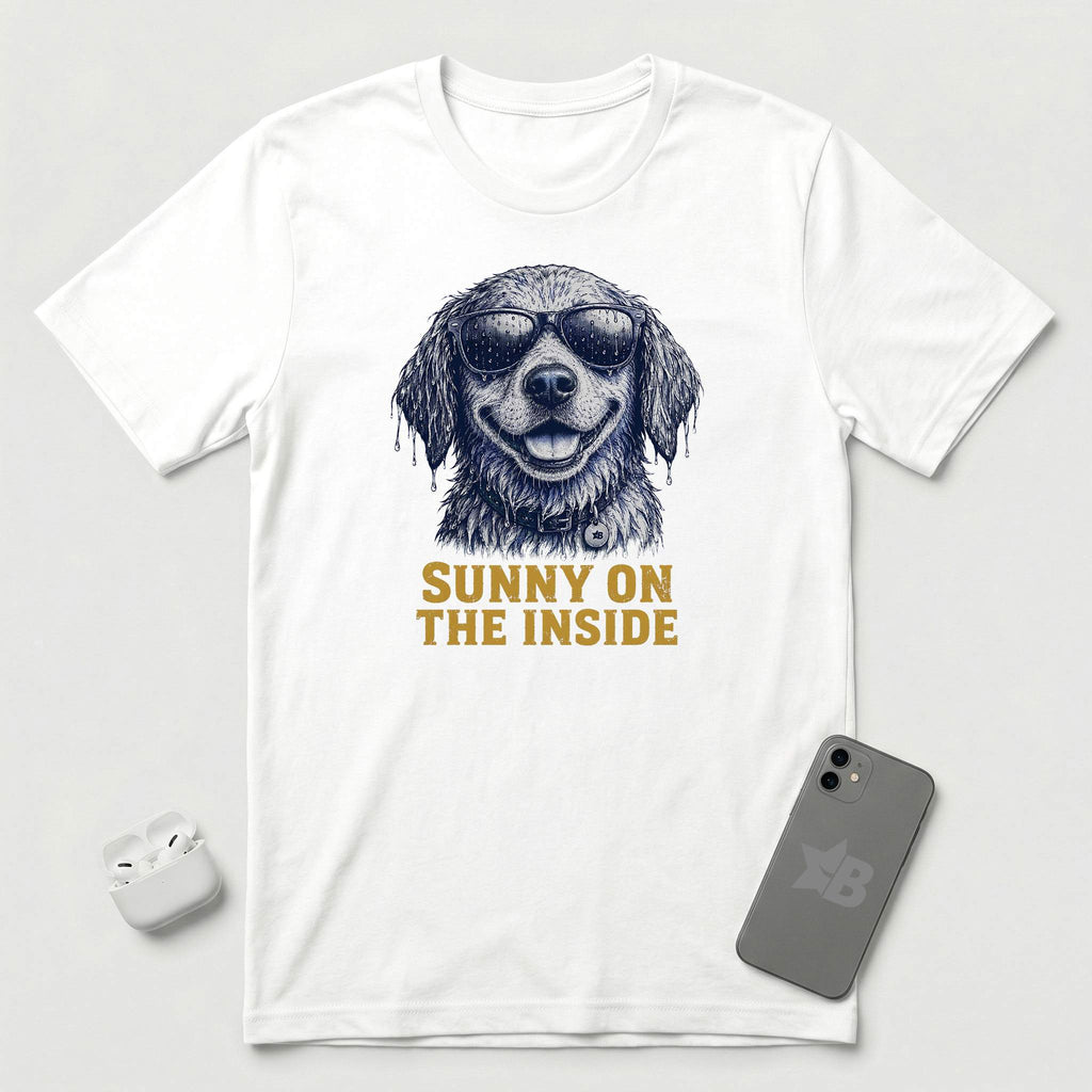 Sunny On The Inside - Soaked Dog - T-Shirt - White mockup