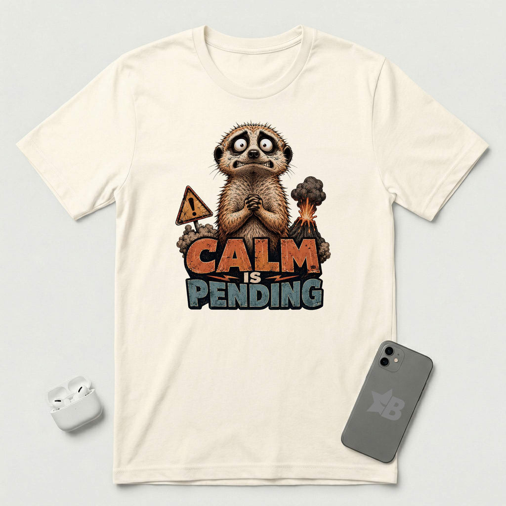 Calm Is Pending - Panicked Meerkat - T-Shirt - Natural mockup