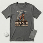 Keep Calm And Carry On - Grounded Woman - T-Shirt - Asphalt mockup