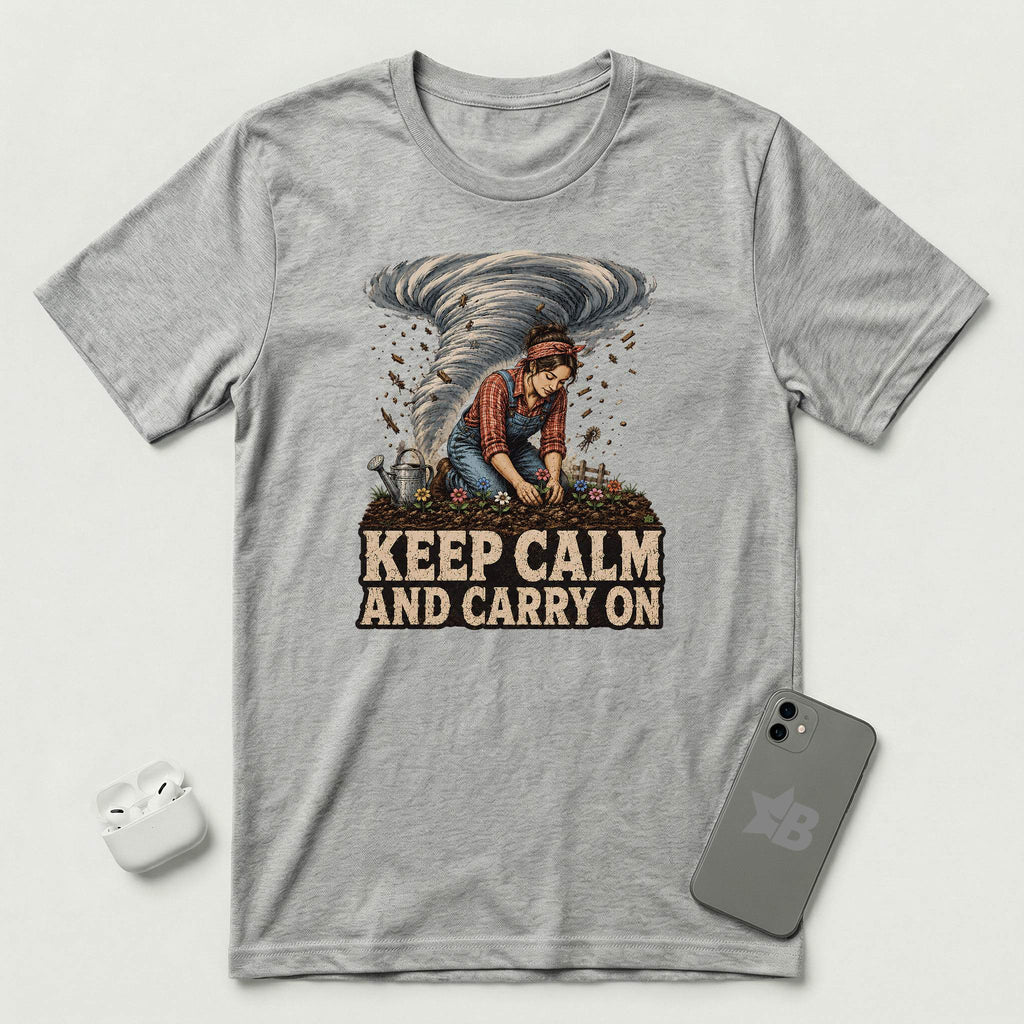 Keep Calm And Carry On - Grounded Woman - T-Shirt - Athletic Heather mockup