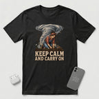 Keep Calm And Carry On - Grounded Woman - T-Shirt - Black mockup