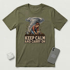 Keep Calm And Carry On - Grounded Woman - T-Shirt - Military Green mockup