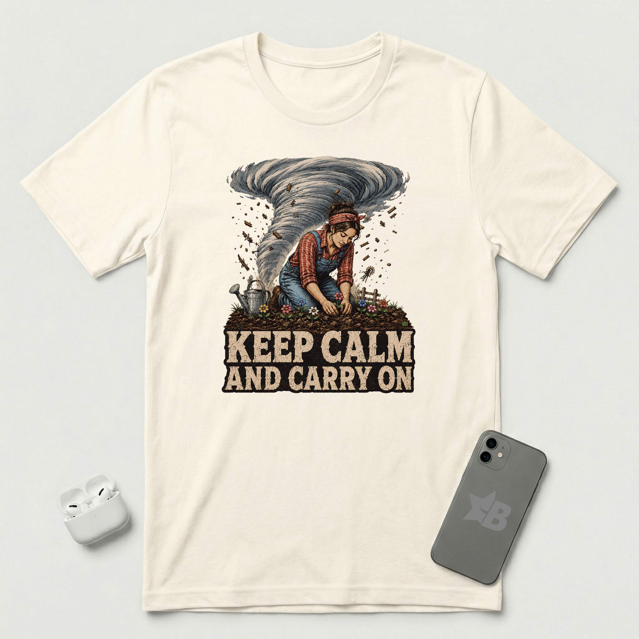 Keep Calm And Carry On - Grounded Woman - T-Shirt - Natural mockup