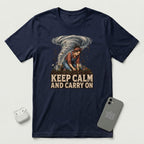 Keep Calm And Carry On - Grounded Woman - T-Shirt - Navy mockup