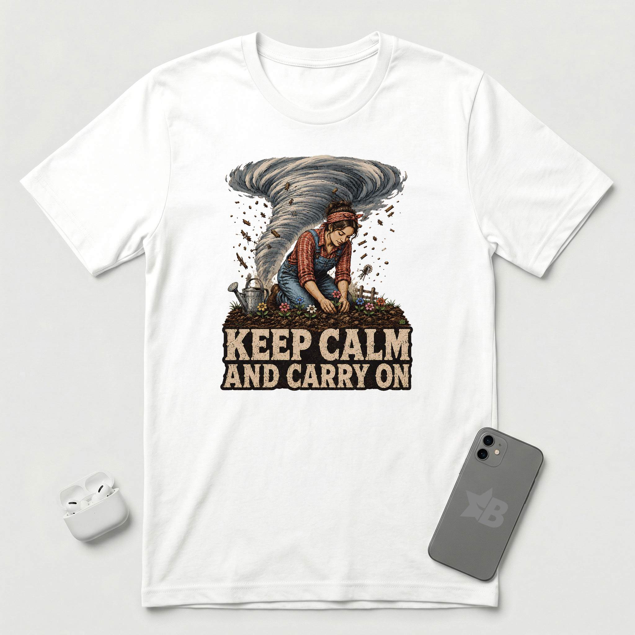 Keep Calm And Carry On - Grounded Woman - T-Shirt - White mockup