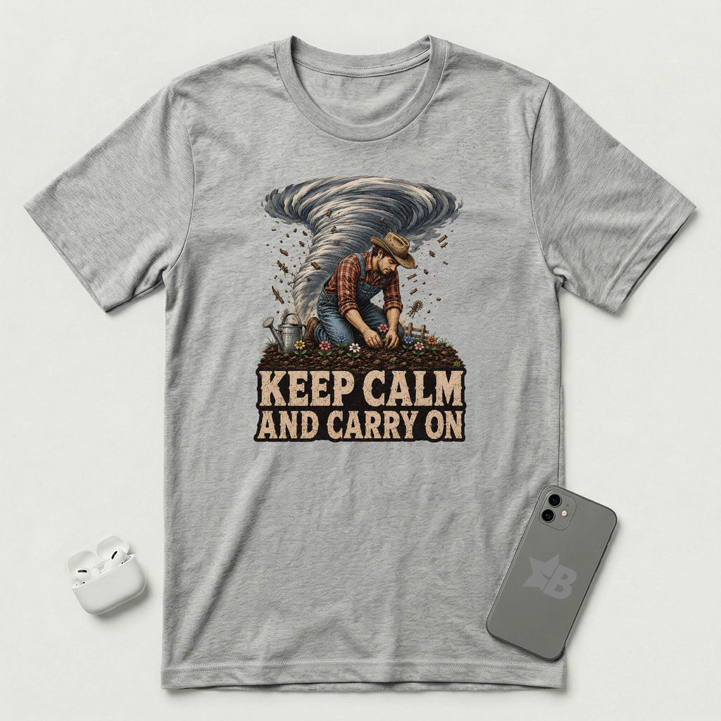 Keep Calm And Carry On - Grounded Man - T-Shirt - Athletic Heather mockup