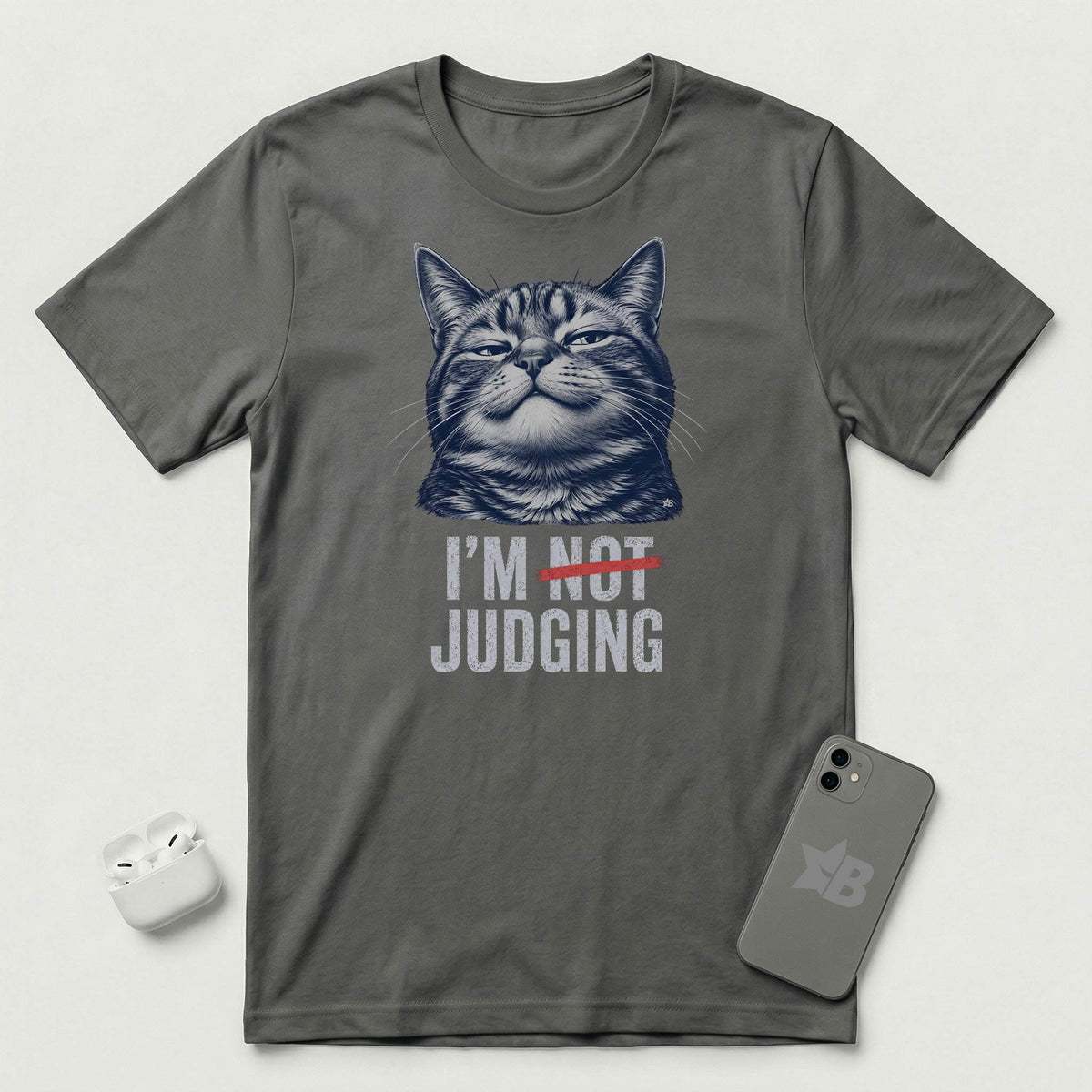 I'm Not Judging - Composed Cat - T-Shirt - Asphalt mockup