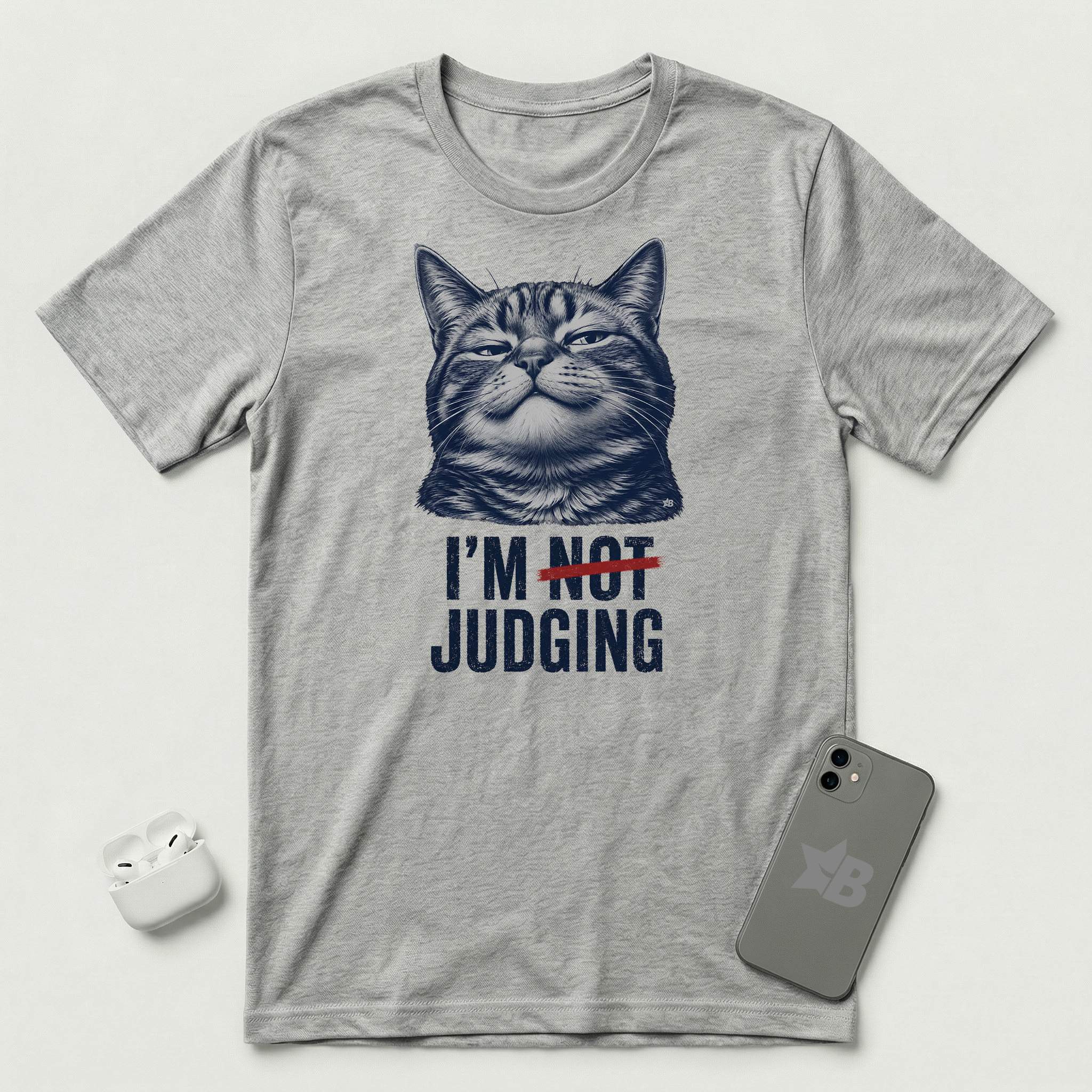 I'm Not Judging - Composed Cat - T-Shirt - Athletic Heather mockup