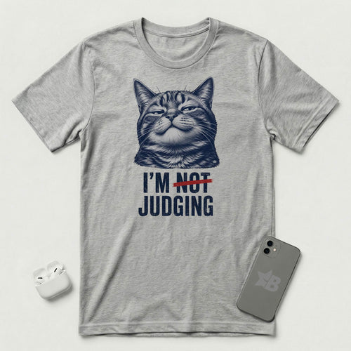 I'm Not Judging - Composed Cat - T-Shirt - Athletic Heather mockup