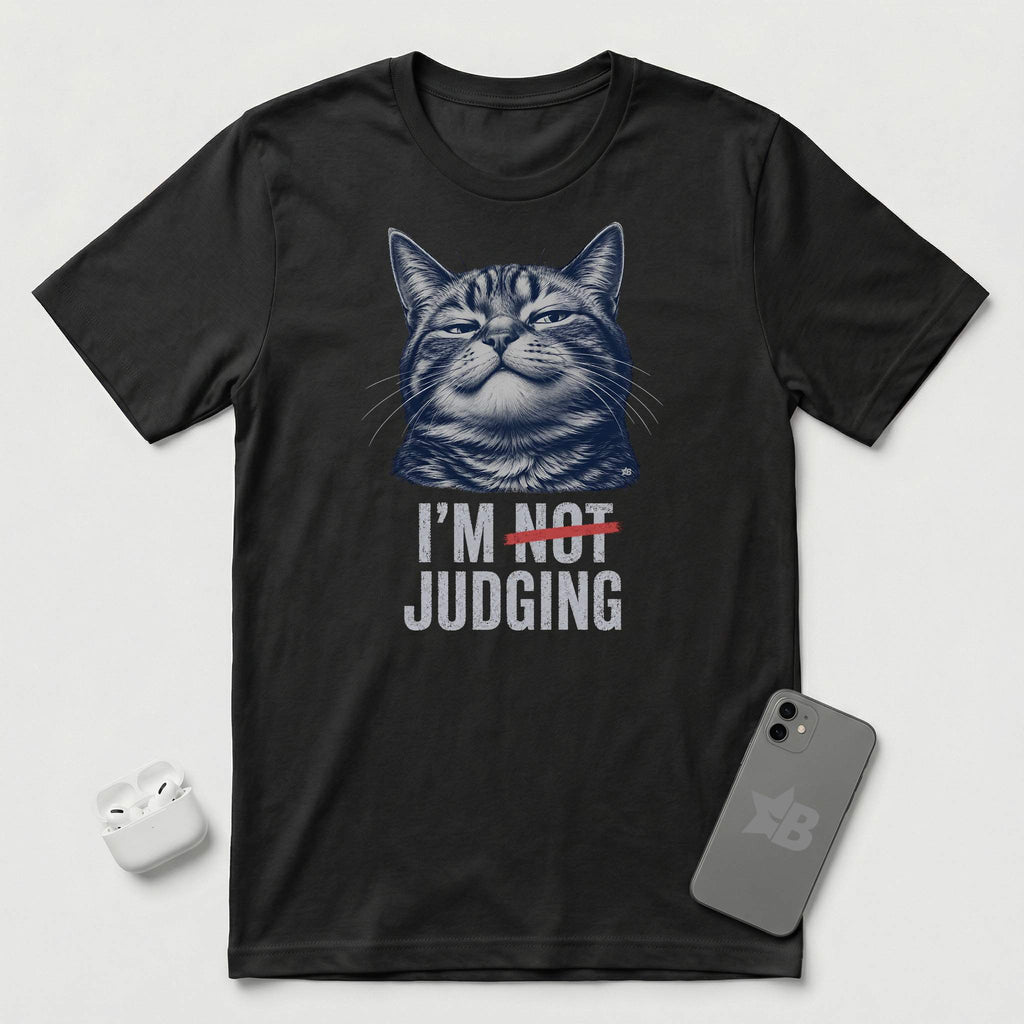 I'm Not Judging - Composed Cat - T-Shirt - Black mockup