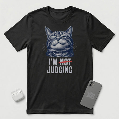 I'm Not Judging - Composed Cat - T-Shirt - Black mockup