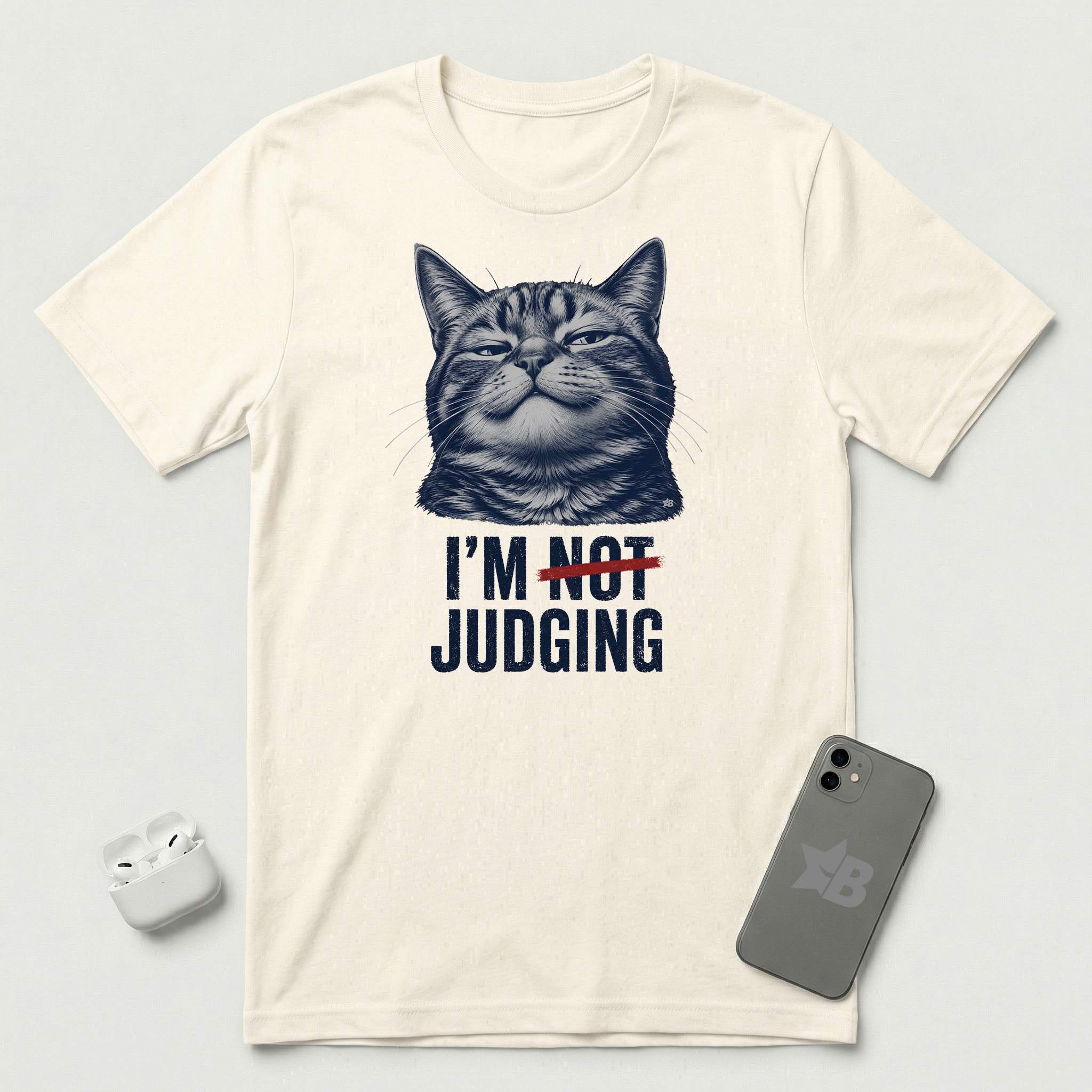 I'm Not Judging - Composed Cat - T-Shirt - Natural mockup