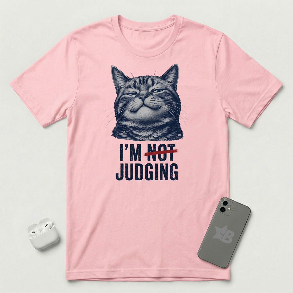 I'm Not Judging - Composed Cat - T-Shirt - Pink mockup