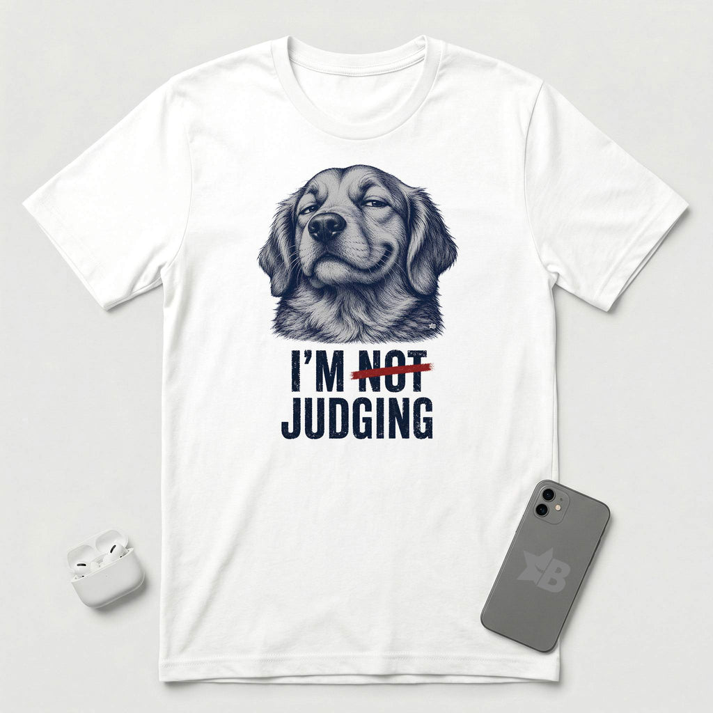 I'm Not Judging - Reluctant Retriever - T-Shirt - White mockup