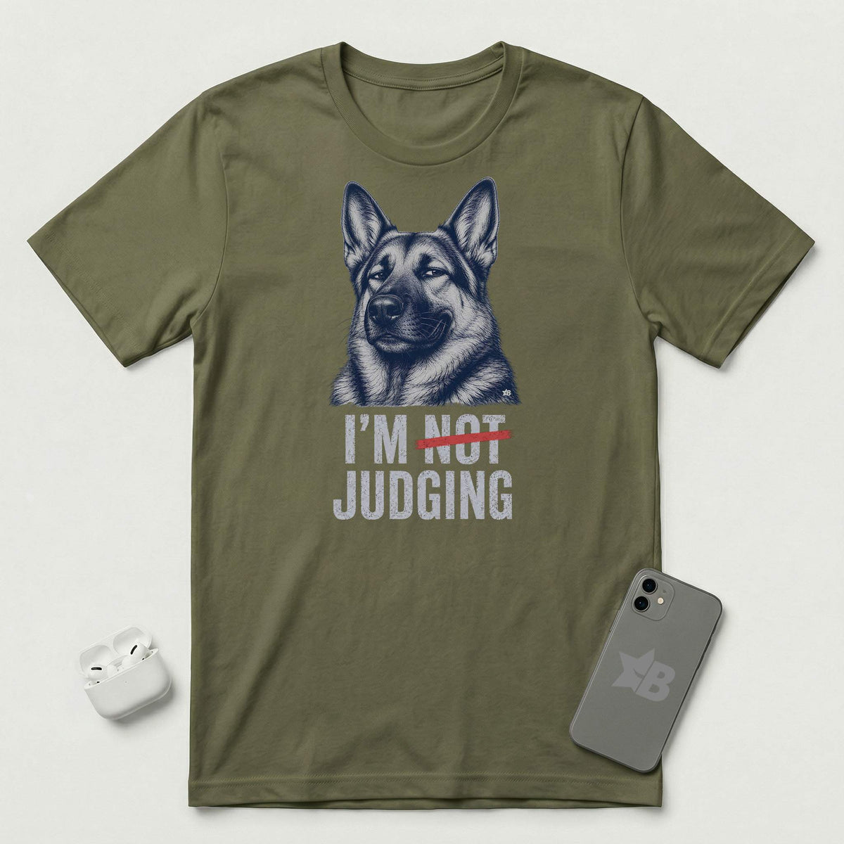 I'm Not Judging - Guarded Shepherd - T-Shirt - Military Green mockup