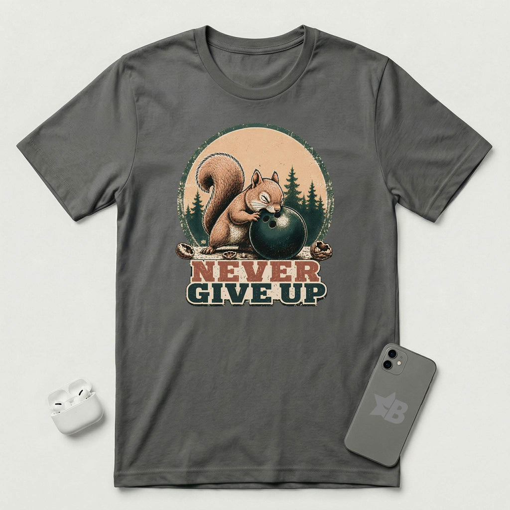 Never Give Up - Little Nutcase Squirrel - T-Shirt - Asphalt mockup